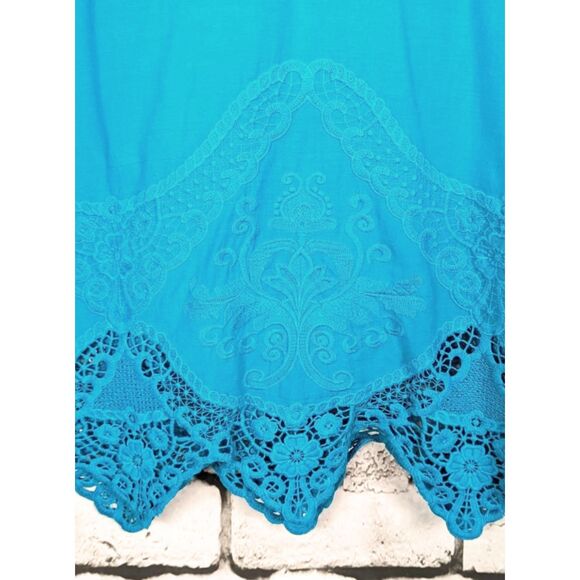 CHICO'S Boho Cottage Peasant Embroidered Lace Trim Tunic Size 2 (L/12) - Picture 4 of 8